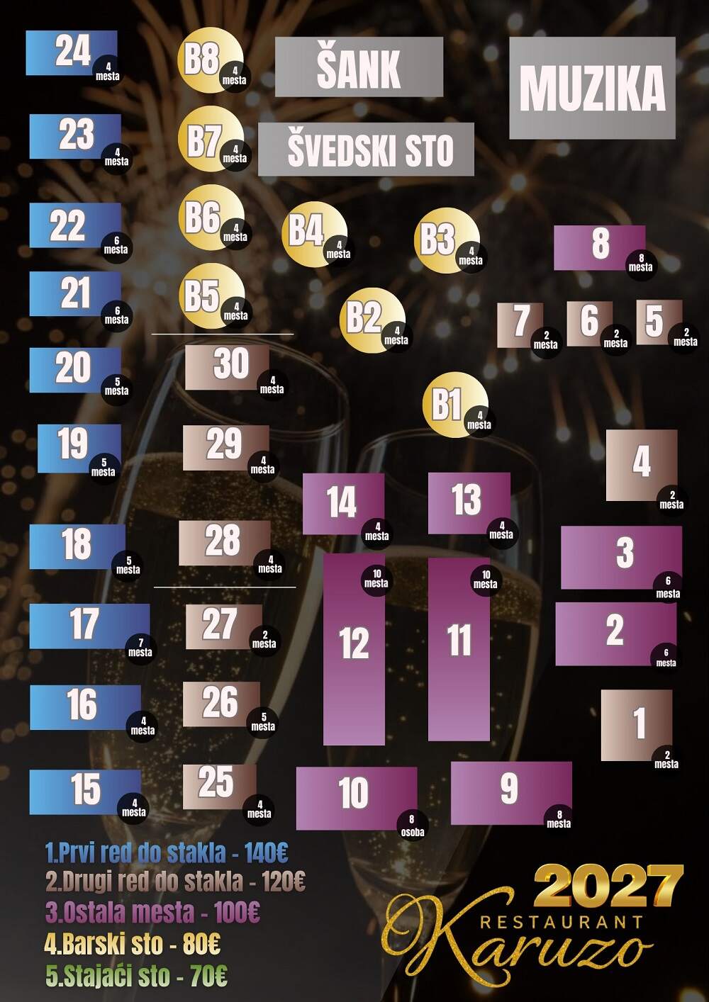 Seating map - Karuzo Restaurant New Year’s Eve