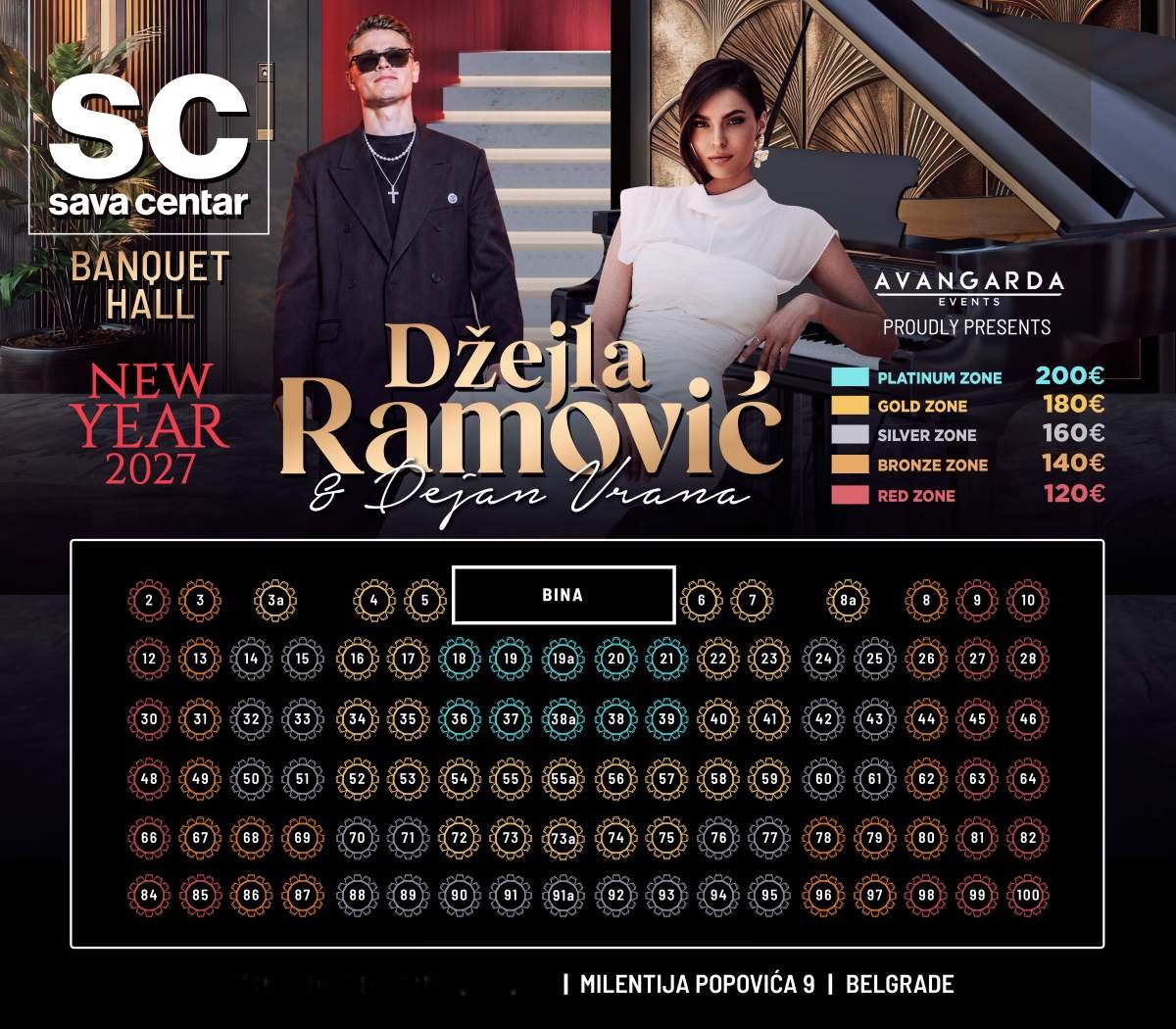 Seating map - Sava Centar Banquet Hall New Year