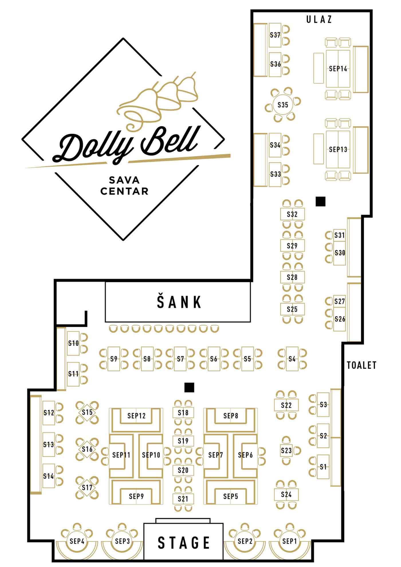 Mapa sedenja - Dolly Bell Sava Center New Year 2026