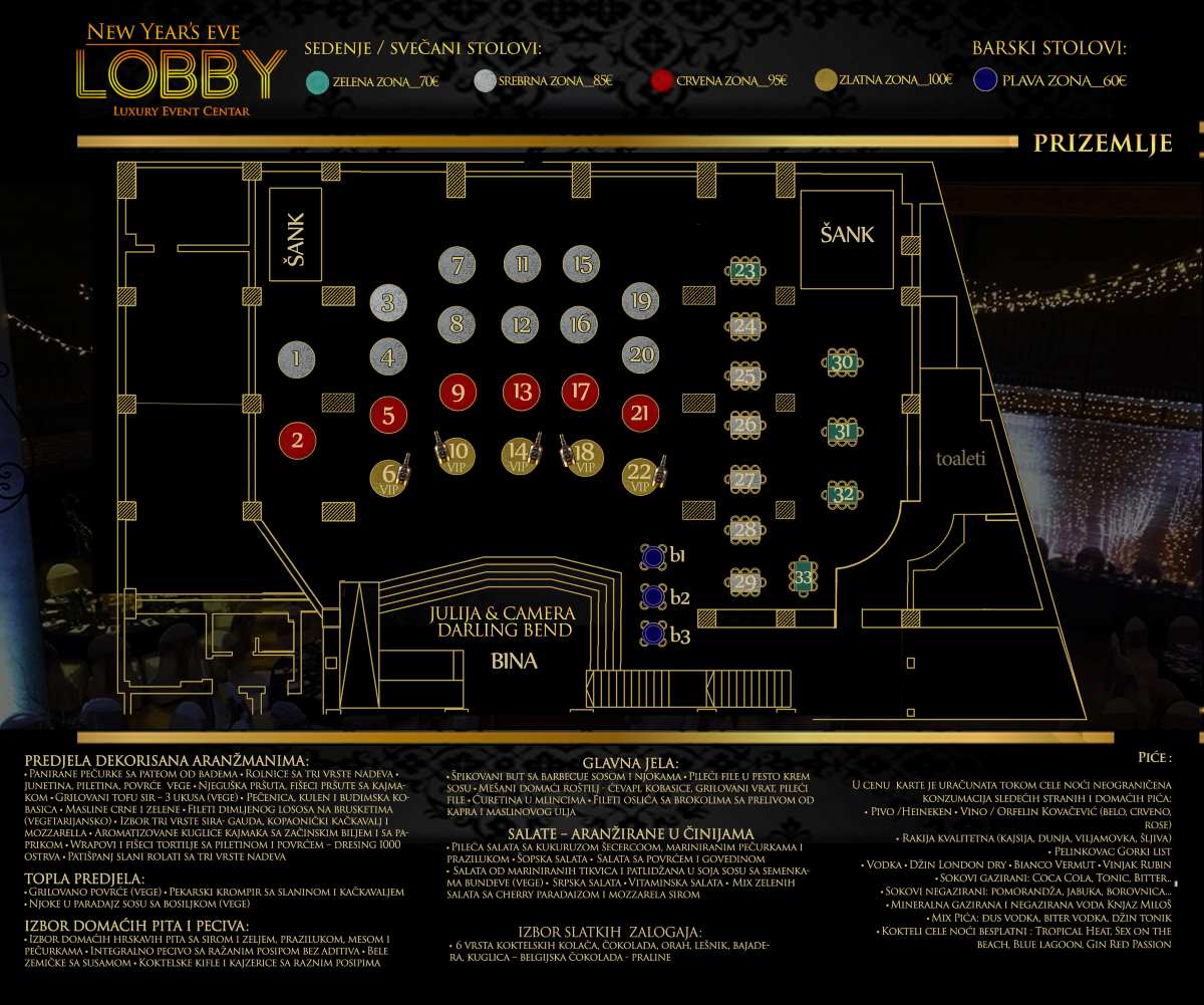 Mapa sedenja - Lobby Restaurant New Year 2026