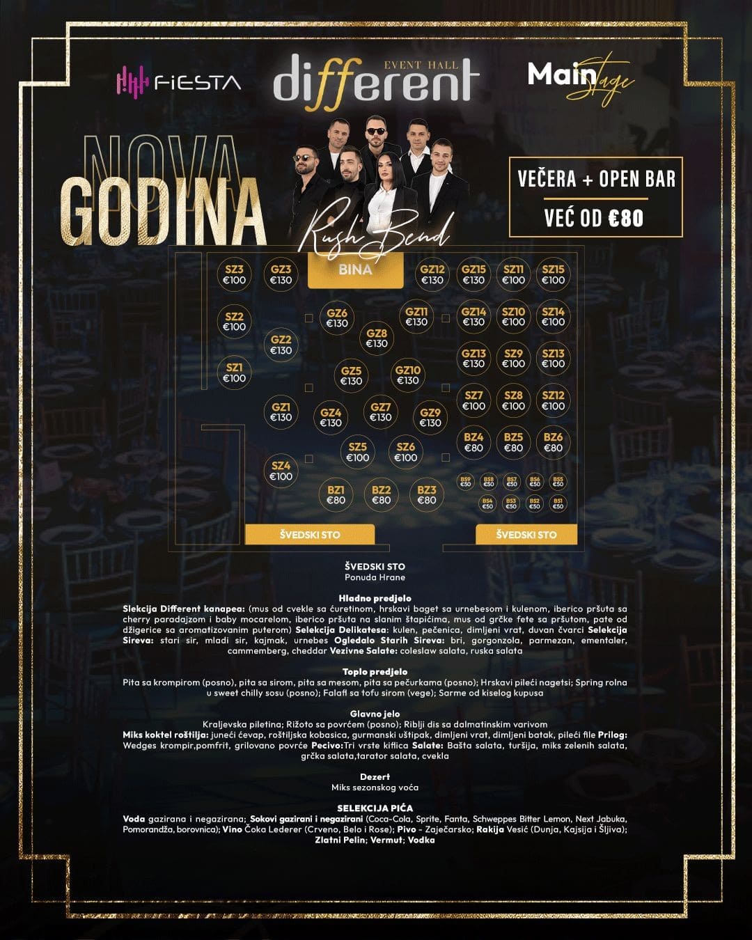 Mapa sedenja - Different Event Hall New Year’s Eve 2026