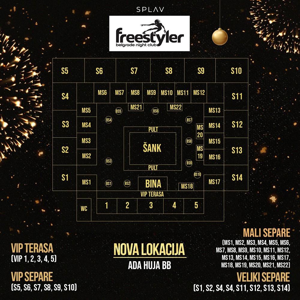 Seating map - Freestyler New Year’s Eve 2026