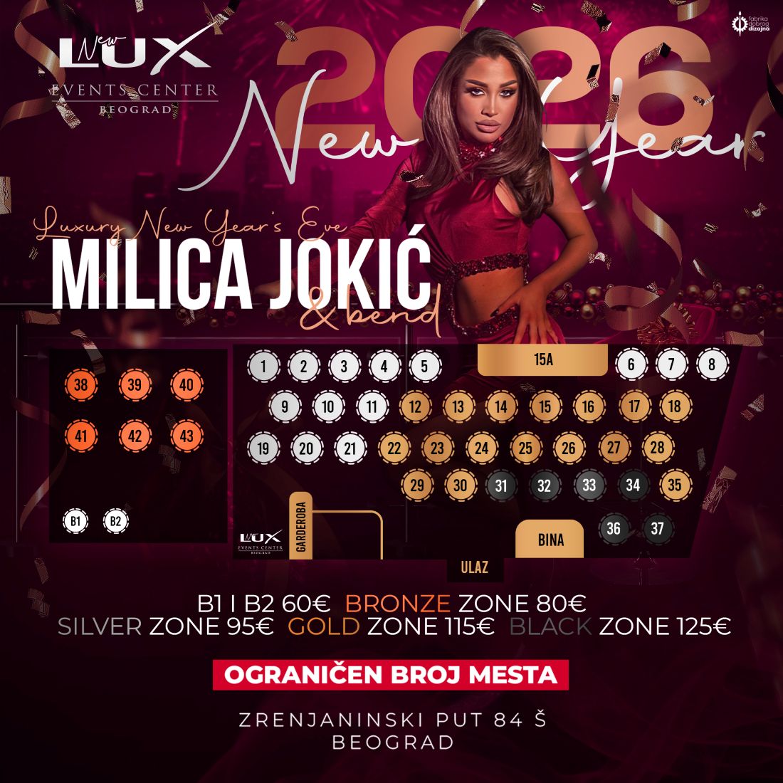 Seating map - New Lux Events Center New Year’s Eve 2026