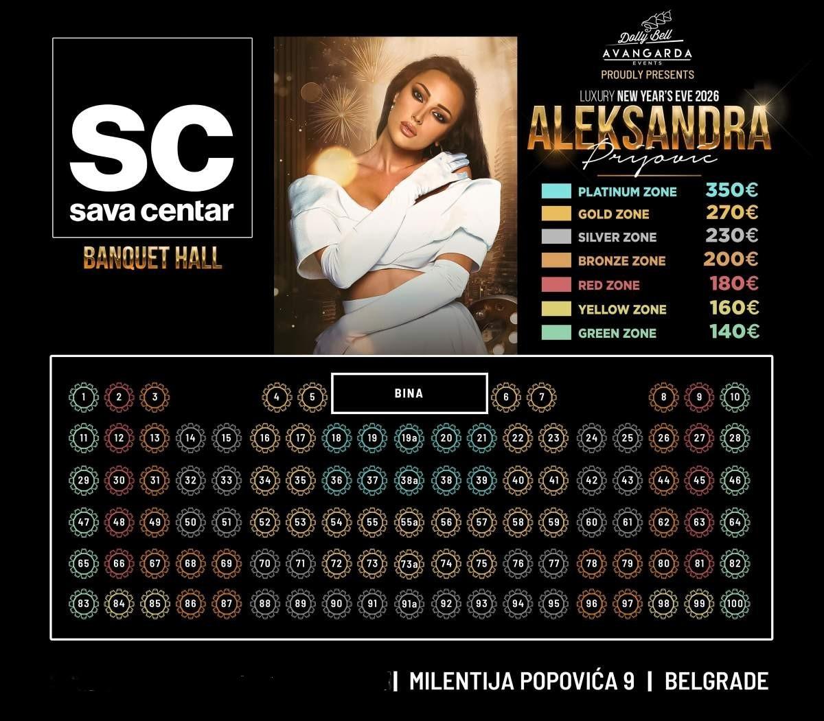 Seating map - Sava Center Banquet Hall New Year 2026