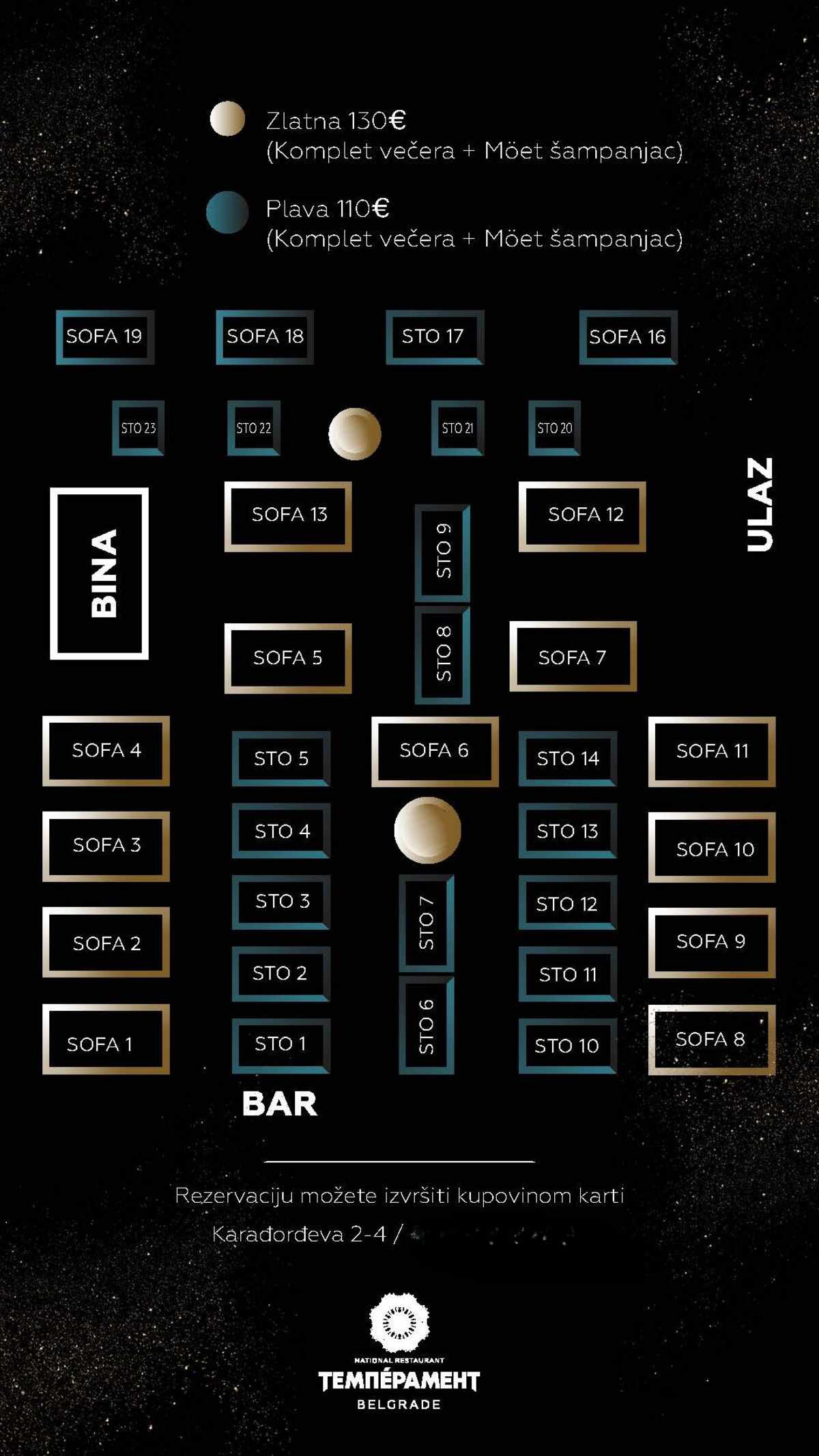 Seating map - Restaurant Temperament New Year 2026